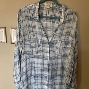 Crepe lightweight semi sheer blouse